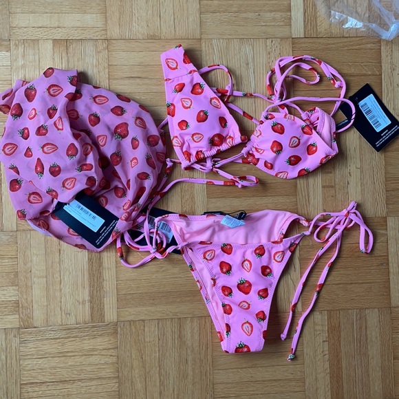 PLT Pink Strawberry Three-Piece Bikini - Picture 16 of 16